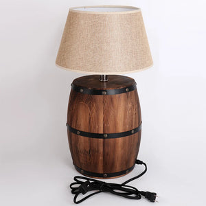 Wooden Barrel Table Lamp