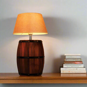 Wooden Barrel Table Lamp